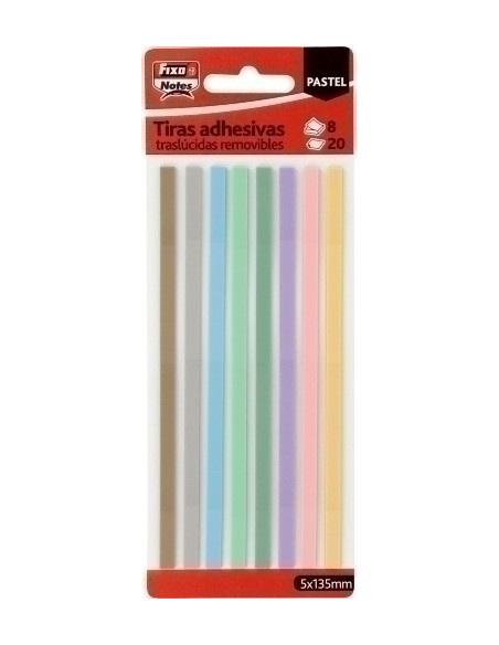 TIRAS ADHESIVAS FIXO PASTEL 20h 5x135mm PACK DE 8