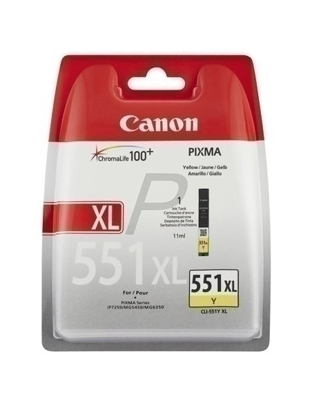 CARTUCHO INKJET CANON CLI-551XL PIXMA MG-54506350 IP-7250 AMARILLO 6446B001