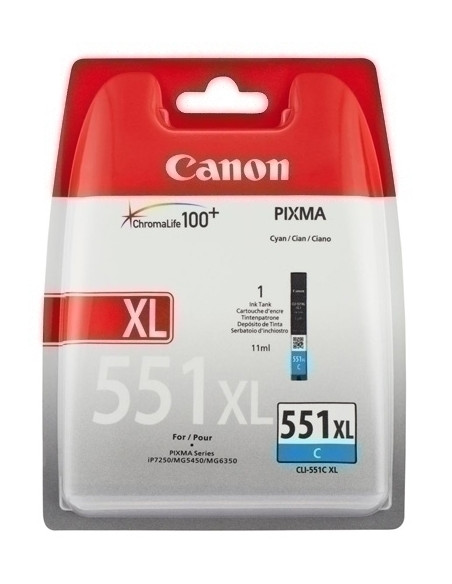 CARTUCHO INKJET CANON CLI-551XL PIXMA MG-54506350 IP-7250 CIAN 6444B001