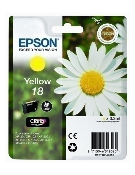 CARTUCHO INKJET EPSON T180440 N18 EXPRESSION HOME XP102205305405 AMARILLO 33 ml