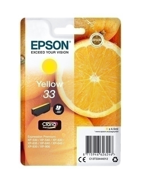 CARTUCHO INKJET EPSON T334440 N33 XP-530XP-540XP-630XP-635XP-640XP-645XP-830XP-900 AMARILLO 45 ml