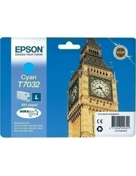 CARTUCHO INKJET EPSON T703240 WORKFORCE PRO WP-4000  4500  4545DTWF  4525DNF  4015DN  CIAN 800 PAGINAS