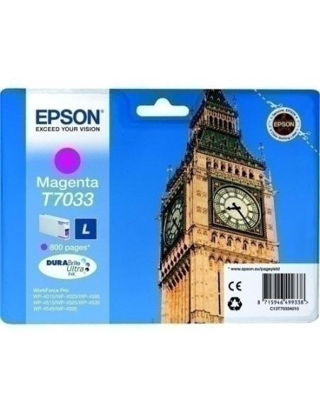 CARTUCHO INKJET EPSON T703340 WORKFORCE PRO WP- 400045004545DTWF4525DNF4015DN4015DN MAGENTA 800 PAGINAS