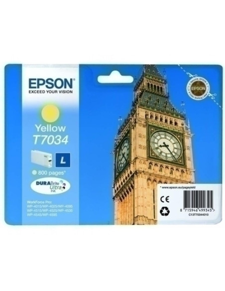 CARTUCHO INKJET EPSON T703440 WORKFORCE PRO WP-400045004545DTWF4525DNF AMARILLO 800 PAGINAS