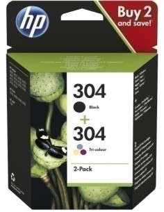 CARTUCHO INKJET HP 3JB05AE N304 DESKJET 3720 3721 3722 3723 3724 3725 3750 3755 ENVY 5030 PACK DE 2 NEGRO  TRICOLOR