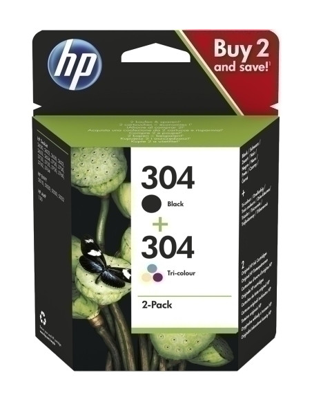 CARTUCHO INKJET HP 3JB05AE N304 DESKJET 3720 3721 3722 3723 3724 3725 3750 3755 ENVY 5030 PACK DE 2 NEGRO  TRICOLOR