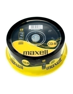 CD-ROM MAXELL 700 MB 80 min 52x TARRO DE 25 Incluye Canon LPI de 200  M184