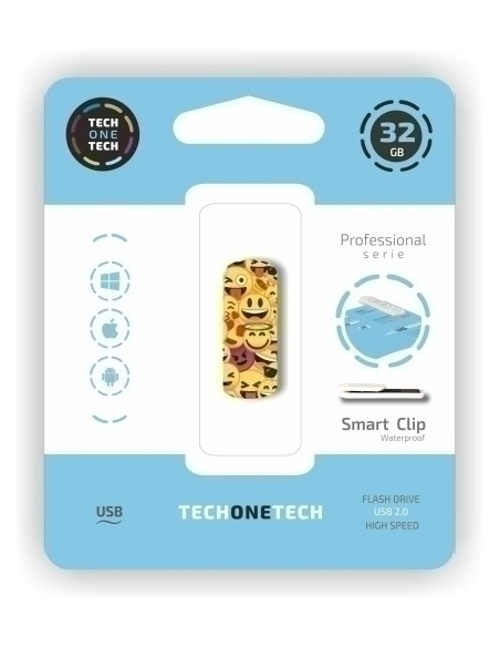 MEMORIA USB 32GB TECH-ONE-TECH EMOJI COLLAGE 20 Incluye Canon LPI de 024 
