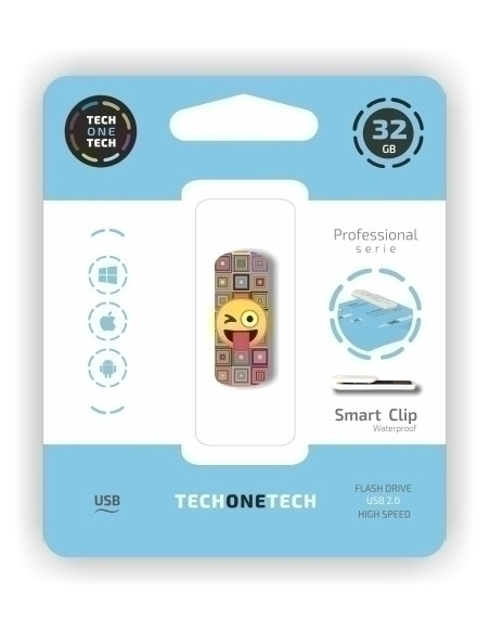 MEMORIA USB 32GB TECH-ONE-TECH EMOJI GUIÑO 20 Incluye Canon LPI de 024 