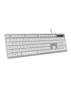 TECLADO SUBBLIM ERGO PLANO CON CABLE USB PLATEADOBLANCO
