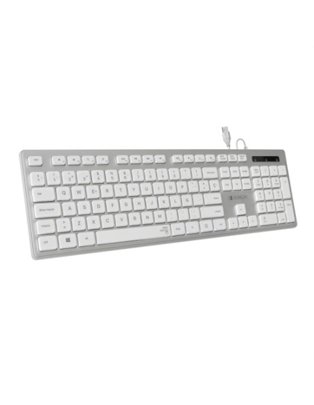 TECLADO SUBBLIM ERGO PLANO CON CABLE USB PLATEADOBLANCO