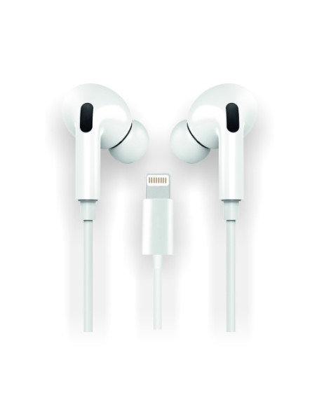 AURICULARES TECH-ONE-TECH HOP DE BOTON CON CONECTOR LIGHTNING MICROFONO INTEGRADO BLANCO