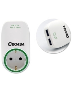 ENCHUFE ADAPTADOR CEGASA SCHUKO  2 USB