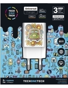 CARGADOR TECH-ONE-TECH DOBLE DE PARED 2xUSB GREEN CAMPER ALTO RENDIMIENTO 24A