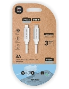 CABLE TECH-ONE-TECH USB-C-LIGHTNING ALTO RENDIMIENTO 3A BLANCO 1 m