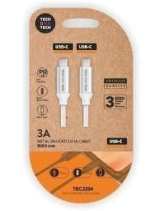 CABLE TECH-ONE-TECH USB-C-USB-C ALTO RENDIMIENTO 3A BLANCO 1 m