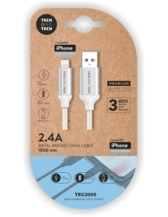 CABLE TECH-ONE-TECH USB-LIGHTNING ALTO RENDIMIENTO 24A BLANCO 1 m