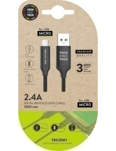 CABLE TECH-ONE-TECH USB-MICRO USB ALTO RENDIMIENTO 24A NEGRO 1 m