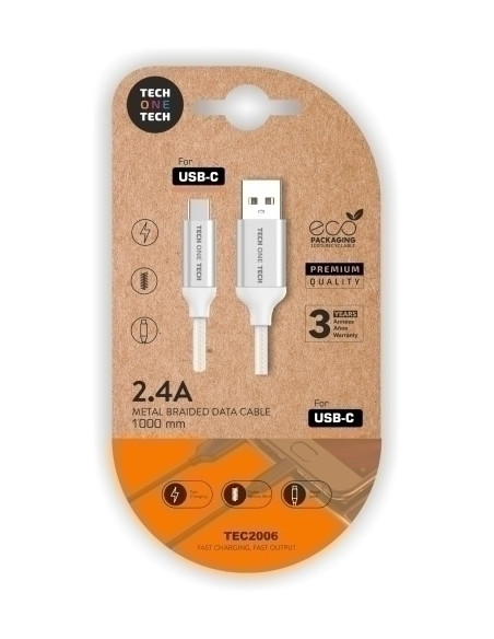 CABLE TECH-ONE-TECH USB-USB-C ALTO RENDIMIENTO 24A BLANCO 1 m