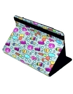 FUNDA TABLET SILVER HT ESTAMPADA UNIVERSAL 9 -11  COOL ICE POP METAL BLANCO PUNTOS AZULES