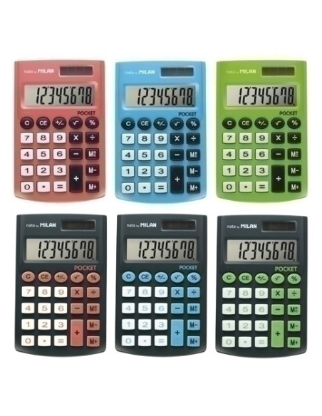 CALCULADORA de BOLSILLO MILAN POCKET EXPOSITOR de 12