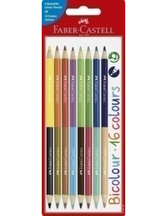 LAPICES de COLORES FABER-CASTELL BICOLOR estuche de  8 , 16 colores