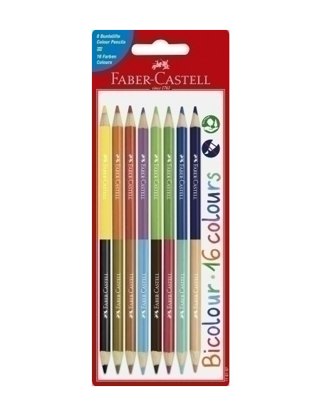 LAPICES de COLORES FABER-CASTELL BICOLOR estuche de  8 , 16 colores