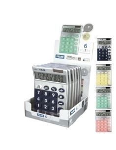 CALCULADORA SOBREMESA MILAN 10 DIGITOS SILVER EXPOSITOR de 6 colores surtidos