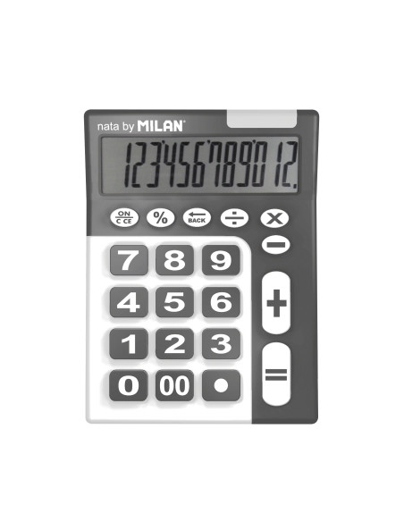 CALCULADORA SOBREMESA MILAN 12 DIGITOS teclas grandes goma
