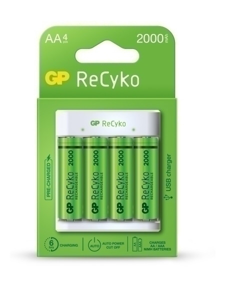 CARGADOR DE PILAS GP  4 PILAS 2x AA 2100 Mah  2x AAA 850 Mah G641
