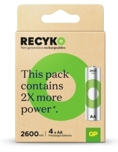 PILAS RECARGABLES GP 2600 AA mAH ALTA CAPACIDAD BLISTER de 4 G145