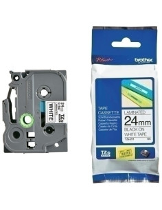 CINTA de ROTULAR BROTHER LAMINADA 8m 24mm NEGRO sobre BLANCO
