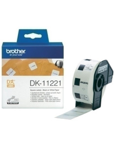 ETIQUETAS BROTHER PRECORTADA PAPEL BLANCO 23x23 mm ROLLO 1000 udsCUADRADAS DK11221