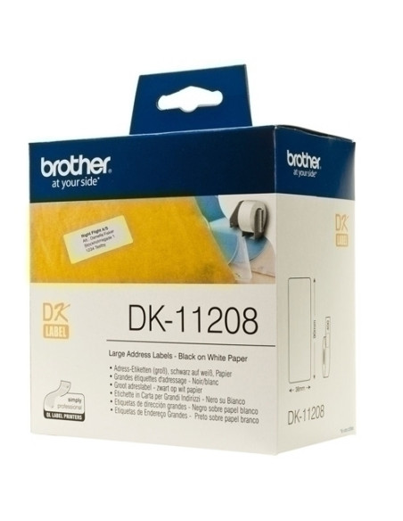 ETIQUETAS BROTHER PRECORTADA PAPEL BLANCO 38x90 mm ROLLO 400 udsDIRECCION GDEDK11208