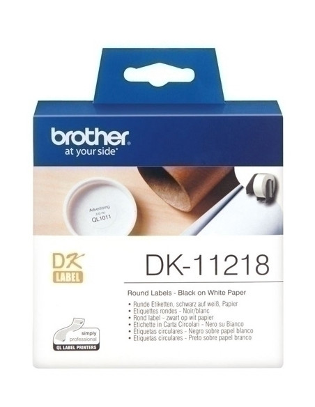 ETIQUETAS BROTHER PRECORTADA PAPEL BLANCO Ø 24 mm ROLLO 1000 udsREDONDA DK11218