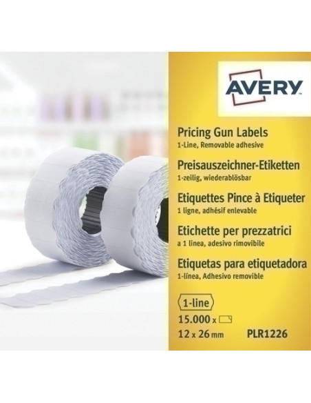 ETIQUETAS de PRECIOS AVERY ADHREMOVIBLE 26x12 mm BLANCO ROLLO 1500 uds