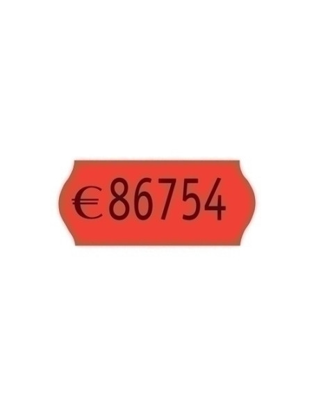 ETIQUETAS de PRECIOS PRYSE ADHNORMAL 26x12 mm ONDA NARANJA FLUOR ROLLO 1000 uds