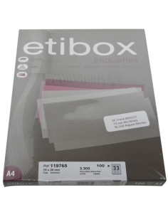 ETIQUETAS ADHIMPR A4 BLANCA CAJA 100h CRECTOS  70x25 mm 3300 uds