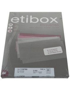 ETIQUETAS ADHIMPR A4 BLANCA CAJA 100h CRECTOS  70x35 mm 2400 uds