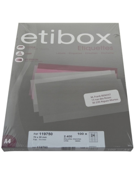 ETIQUETAS ADHIMPR A4 BLANCA CAJA 100h CRECTOS  70x35 mm 2400 uds