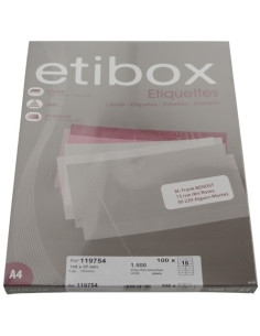 ETIQUETAS ADHIMPR A4 BLANCA CAJA 100h CRECTOS 105x 37 mm 1600 uds