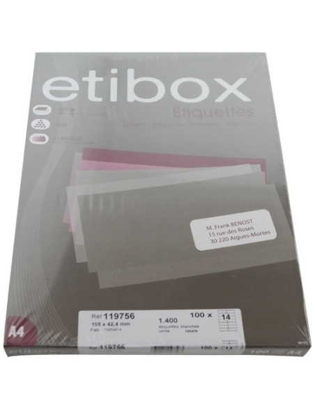 ETIQUETAS ADHIMPR A4 BLANCA CAJA 100h CRECTOS 105x 424 mm 1400 uds