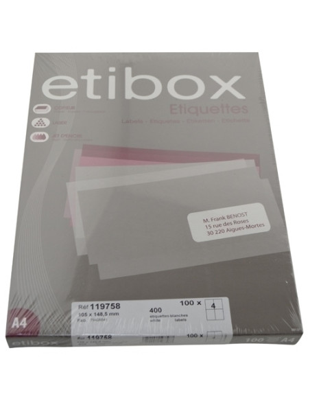 ETIQUETAS ADHIMPR A4 BLANCA CAJA 100h CRECTOS 105x1485 mm 400 uds