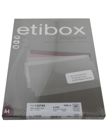 ETIQUETAS ADHIMPR A4 BLANCA CAJA 100h CROMOS  525x297 mm 4000 uds