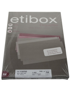 ETIQUETAS ADHIMPR A4 BLANCA CAJA 100h CROMOS 991x381 mm 1400 uds