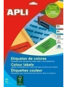 ETIQUETAS ADHIMPRAPLI A4 COLOR ROJO CRECTOS BLISTER 20h 105x148 mm 80 uds12993