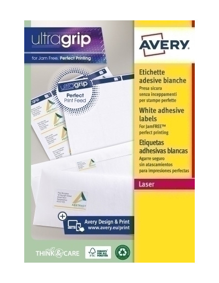 ETIQUETAS ADHIMPRAVERY A4 BLANCA CROMOS CAJA 100h  991x339 mm 1600 udsL7162