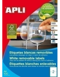 ETIQUETAS ADHIMPRAPLI A4 BLANCA CRECTOS REMOVIBLE CAJA 100h 210x148 mm 200 uds03059