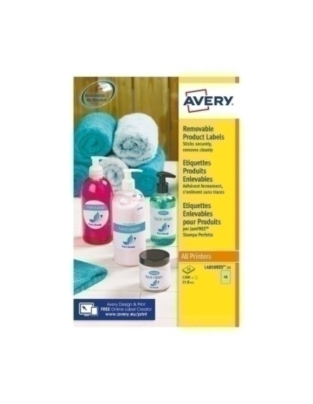 ETIQUETAS ADHIMPRAVERY A4 BLANCA REDONDA REMOVIBLE ECO CAJA 25h Ø37mm 600udsL4851REV