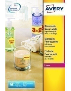 ETIQUETAS ADHIMPRAVERY A4 FLUOR AMARILLO CRECTOS CAJA 20h 210x297 mm 20 udsL6006